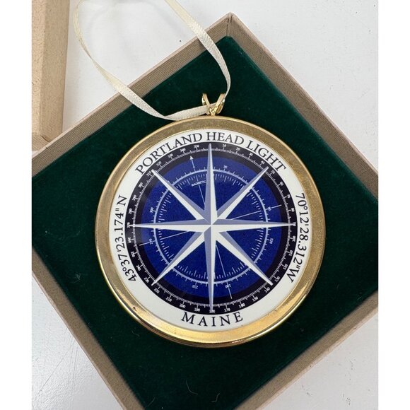 Lovell Designs Portland Head Light Maine Compass Latitude Ornament Lighthouse - Picture 2 of 5